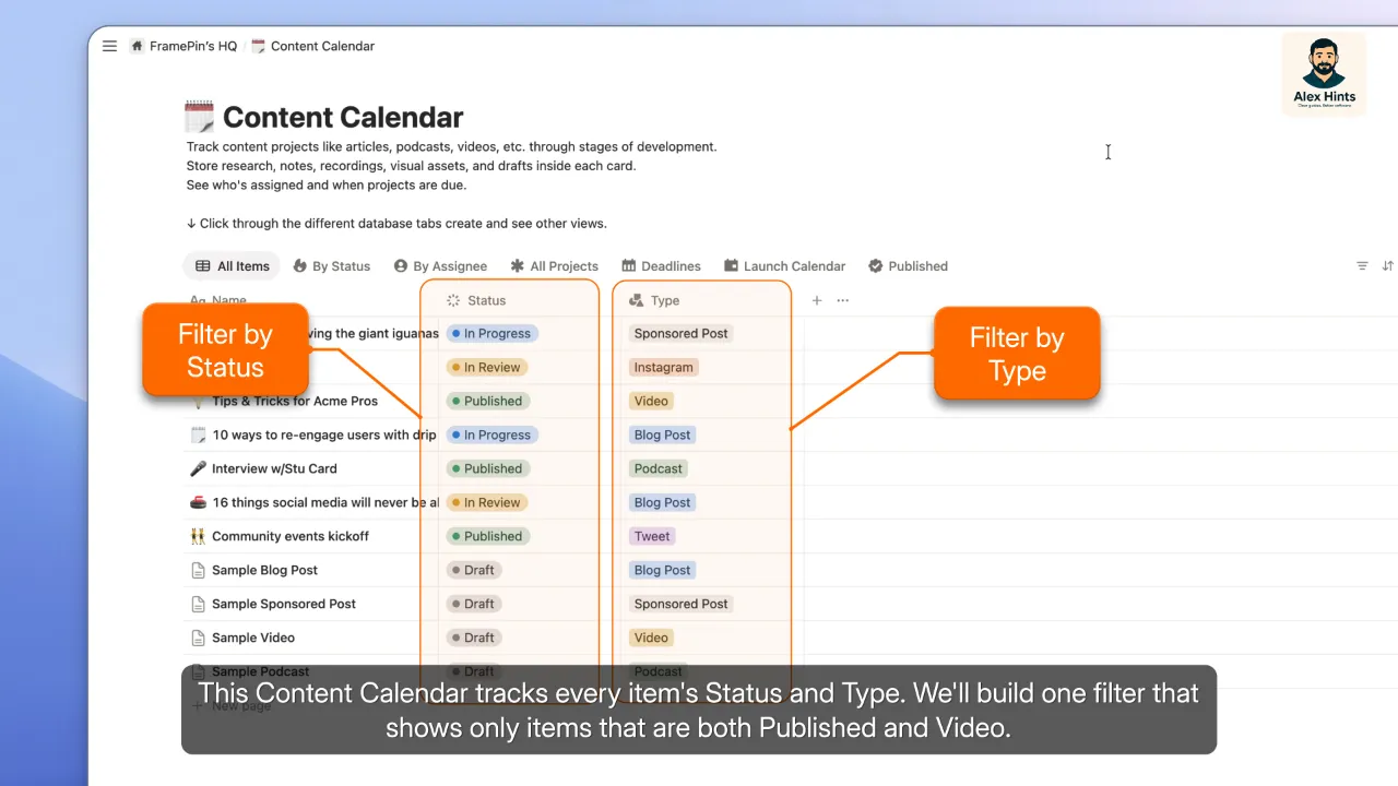 How to filter any Notion database by two conditions
